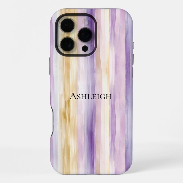 Purple Cream Iris Stripes   iPhone Case (Back)