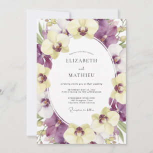 Purple Cream Orchid Wedding Invitation