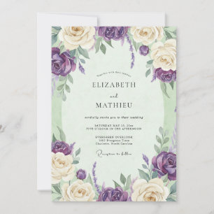 Purple Cream Petal Wedding Invitation