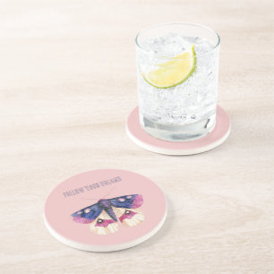 Purple Cream Pink Butterfly Coaster