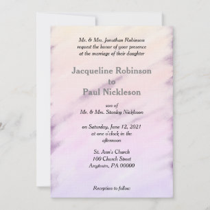Purple Cream Vintage Floral Watercolor Wedding Invitation