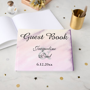 Purple Cream Watercolor Wedding Guest Book
