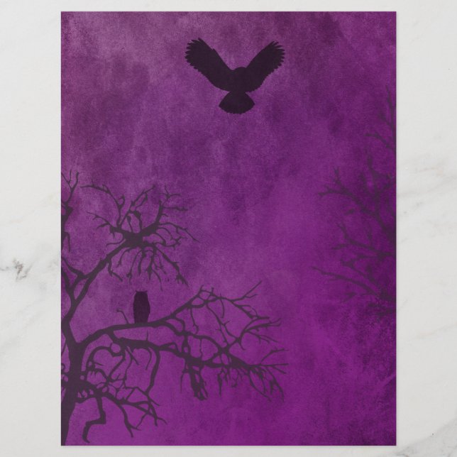 Purple Creepy Wood Halloween Scrapbook Paper (Front)