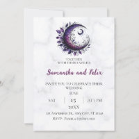 Purple Crescent Moon Botanical Witchcraft Marble