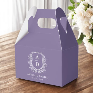 Purple Crest Floral Monogram Wedding Modern Favour Box