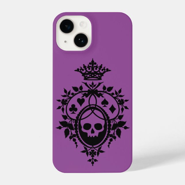 Purple Crest with Skull and Cardsuits iPhone Case (Back)