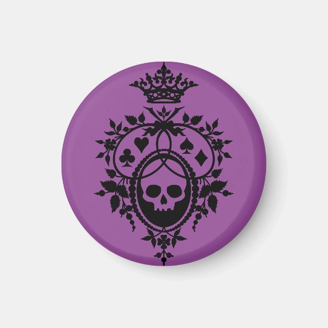 Purple Crest with Skull and Cardsuits Magnet (Front)