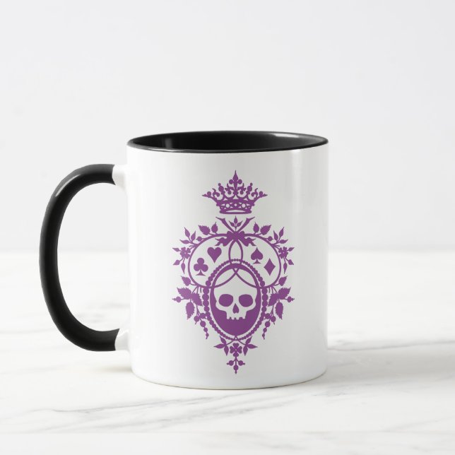 Purple Crest with Skull and Cardsuits Mug (Left)