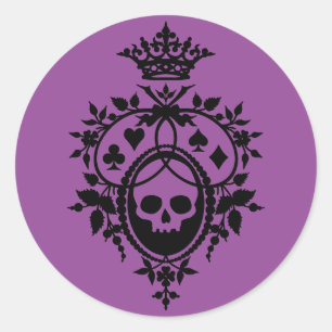 Purple Crest with Skull and Cardsuits Stickers