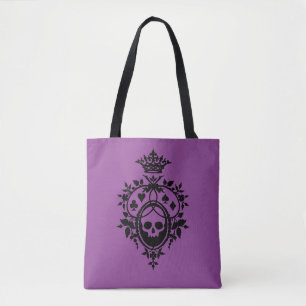 Purple Crest with Skull and Cardsuits Tote Bag