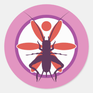 Purple Cricket and Red Flower Circle Classic Round Sticker