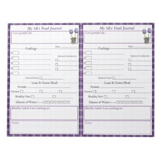 Purple Crocus 5 - 1 Food Journal Pages Notepad