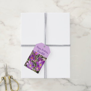 Purple Crocus Birthday Gift Tags