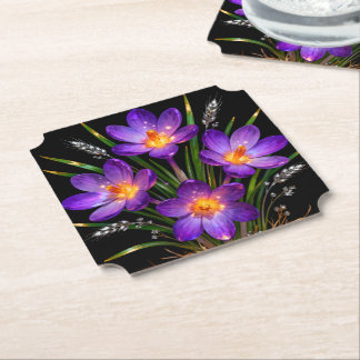 Purple Crocus Floral Coaster