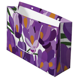 Purple Crocus Floral Large Gift Bag