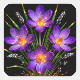 Purple Crocus Floral Sticker