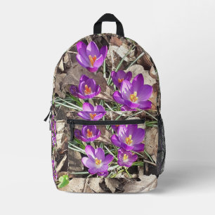 Purple Crocus Printed Backpack