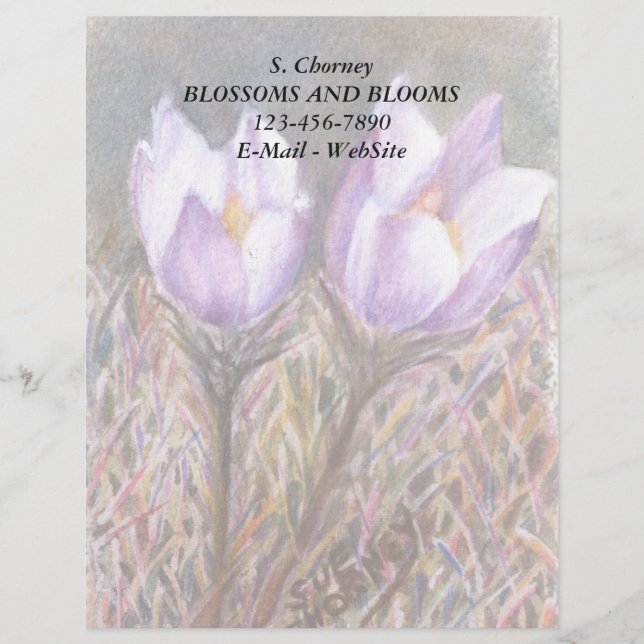 PURPLE CROCUSES CUSTOMIZABLE LETTERHEAD (Front)
