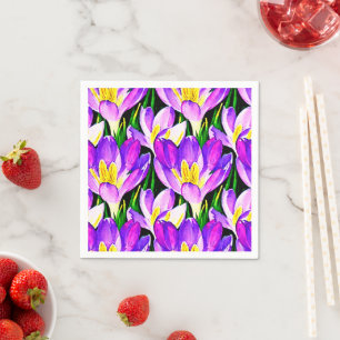 Purple crocuses napkin