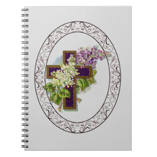 Purple Cross And Flowers Notebook