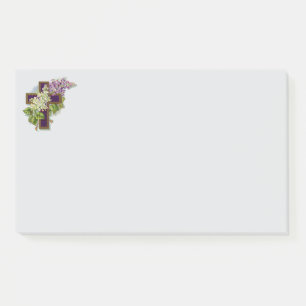 Purple Cross And Flowers Post-it Notes
