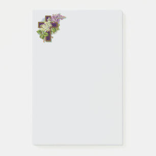 Purple Cross And Flowers Post-it Notes