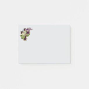 Purple Cross And Flowers Post-it Notes