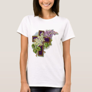 Purple Cross And Flowers T-Shirt
