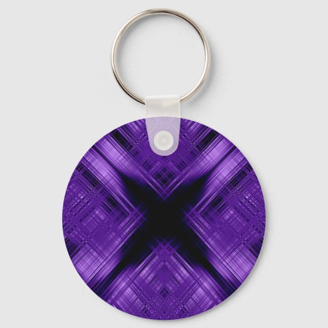 Purple cross and grid key ring (Front)