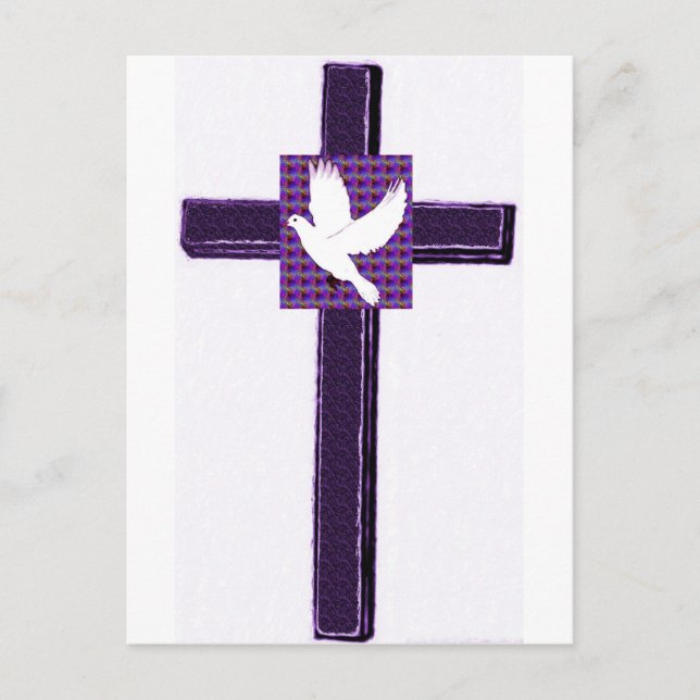 Purple Cross And White Dove Postcard (Front)