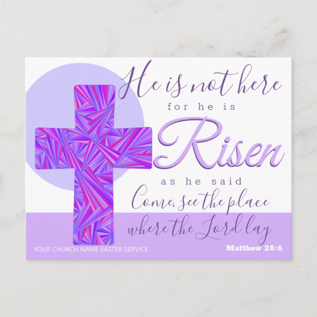 Purple Cross Christian Symbol Easter Invitation Postcard (Front)