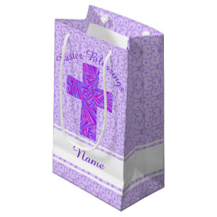 Purple Cross Christian Symbol Faith Easter Small Gift Bag
