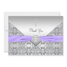 Purple Cross Elegant Christian Thank You Card