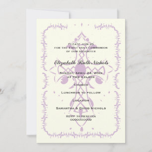 Purple Cross First Communion Confirmation Invitation