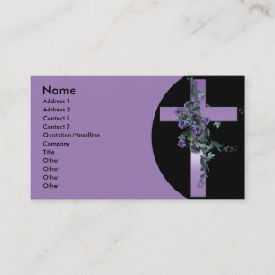 Purple Cross & Flowers Business Cards