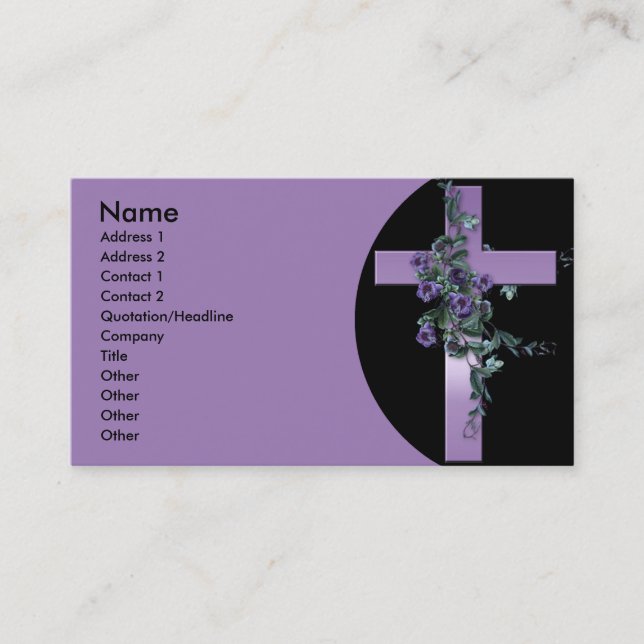 Purple Cross & Flowers Business Cards (Front)