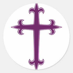 Purple Cross Lenten and Advent Devotional Art Classic Round Sticker