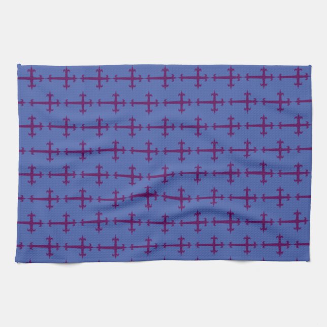 Purple Cross Lenten and Advent Devotional Art Tea Towel (Horizontal)
