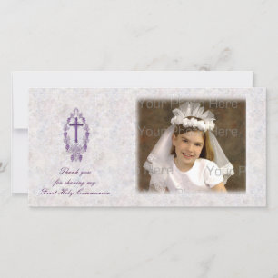 Purple Cross Religious Thank You Photo Card
