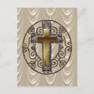 Purple Cross Round Postcard