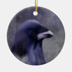 Purple Crow Portarit Ceramic Tree Decoration