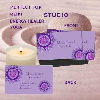 Purple Crown Chakra Energy Healer Reiki Business Card