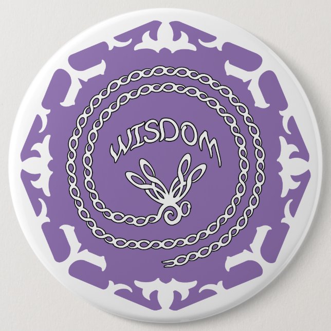 Purple Crown Chakra "Wisdom" Dragonfly White BG 6 Cm Round Badge (Front)