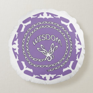 Purple Crown Chakra "Wisdom" Dragonfly White BG Round Cushion