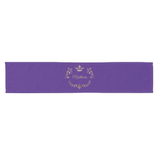 Purple Crown Crest Personalised Short Table Runner