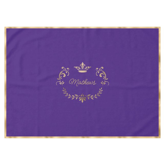 Purple Crown Crest Personalised  Tablecloth (Front (Horizontal))