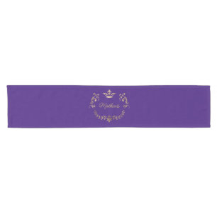 Purple Crown Crest Personalized  Short Table Runner