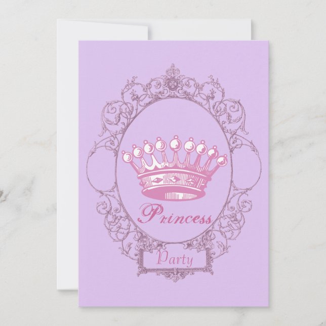 Purple Crown Princess Birthday Party invitation (Front)