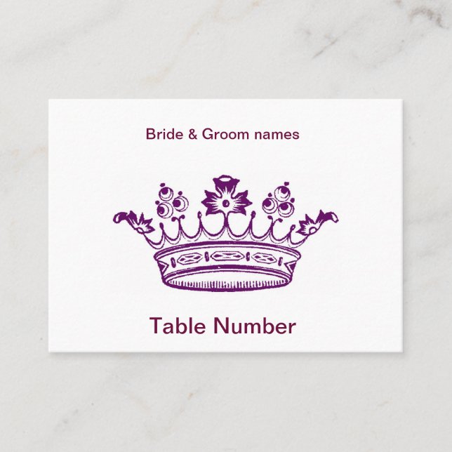 Purple Crown Reception Place cards (Front)