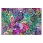 Purple Crowned Peacock with Flowers Decoupage